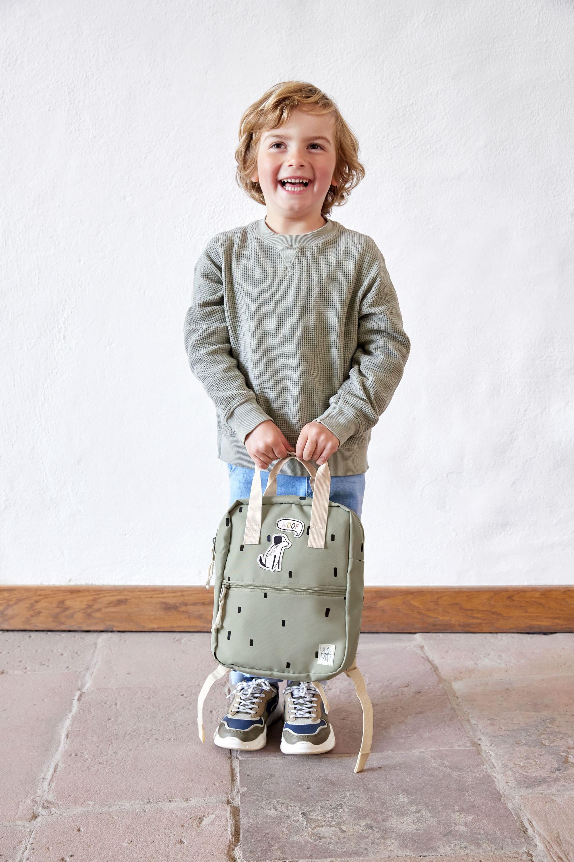 Kindergartenrucksack Square - Happy Prints, Oliv