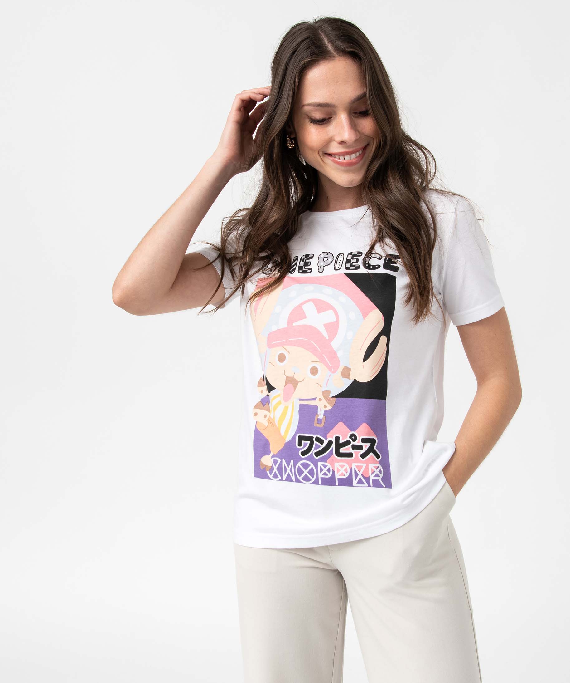Tee-shirt femme avec motif XXL - One Piece blanc | GEMO