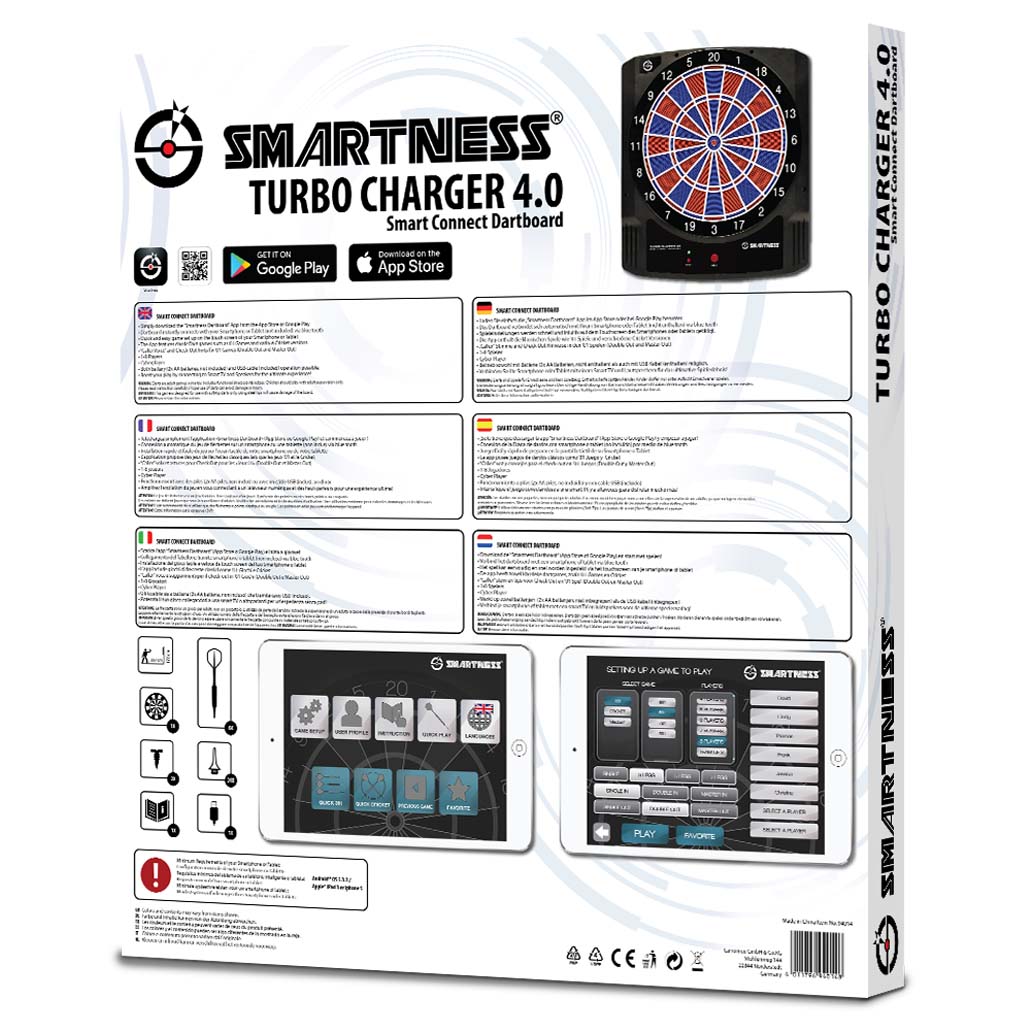 Carromco SMARTNESS ELEKTRONIK DARTBOARD TURBO CHARGER 4.0, 2-LOCH ABSTAND