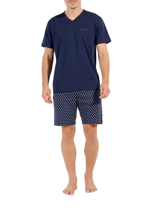 HOM, Pyjama, Baumwoll-Jersey, navy gemustert