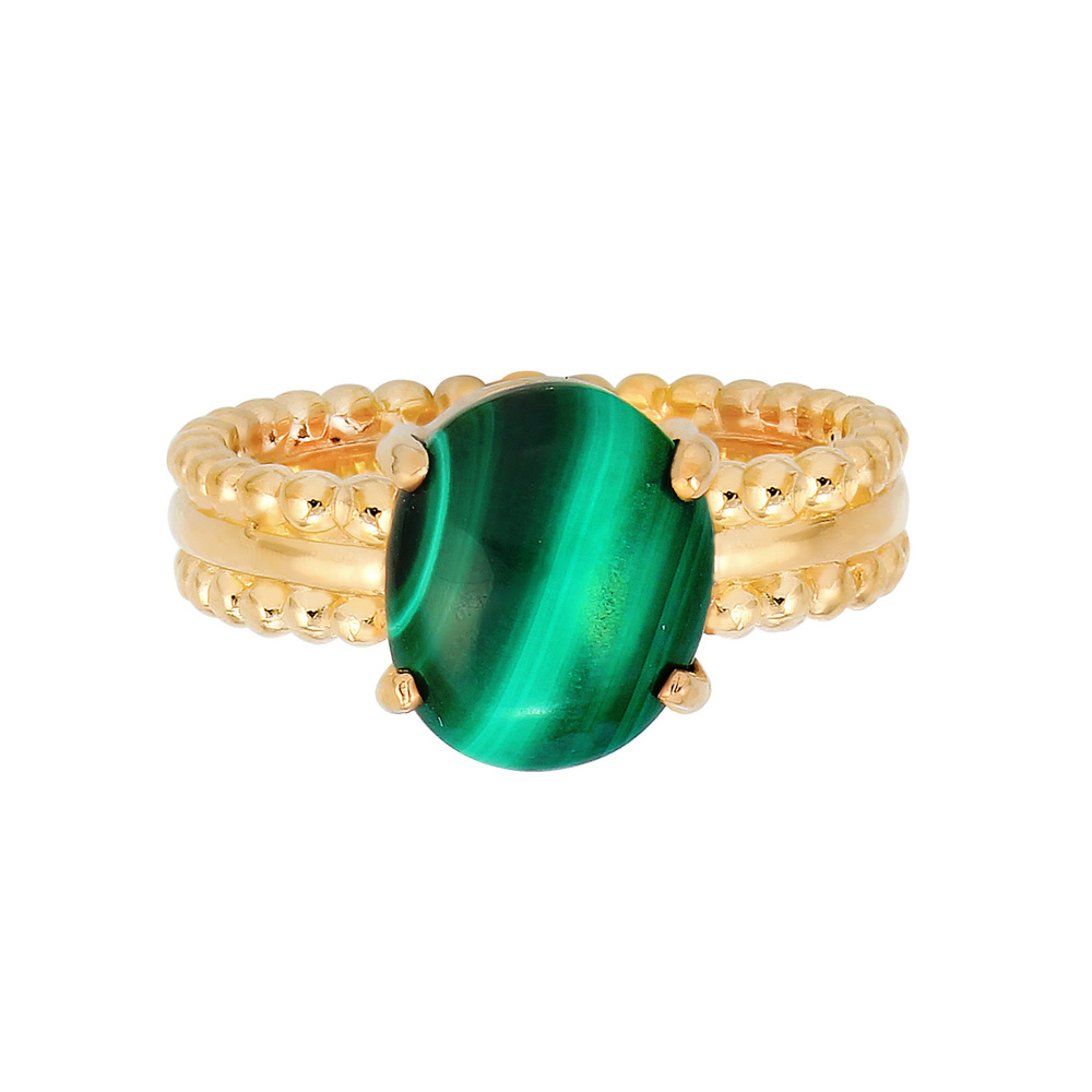 Elli PREMIUM Elli PREMIUM Bague Malachite Bague Femme - (925/1000) Argent Plaqué Or Bague