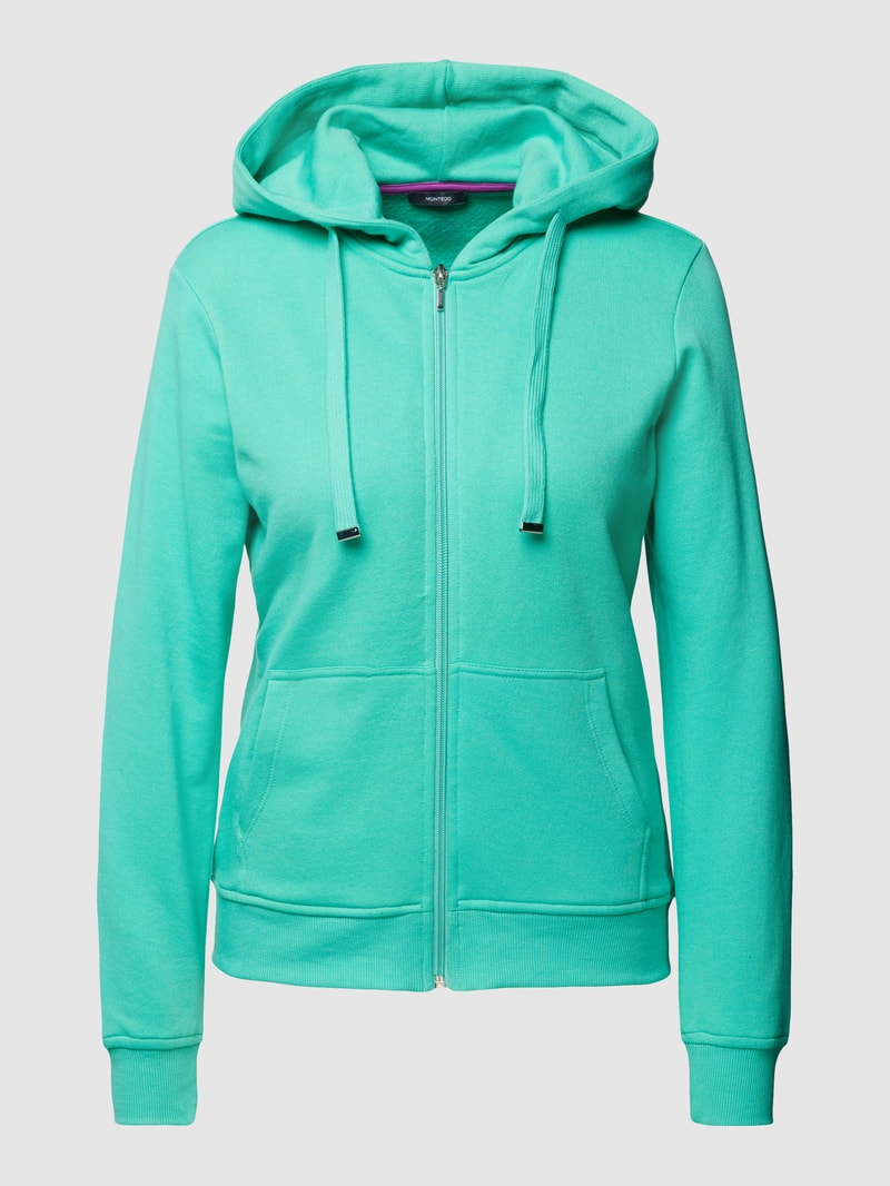 Sweatjacke mit gerippten Abschlüssen in apfelgrün