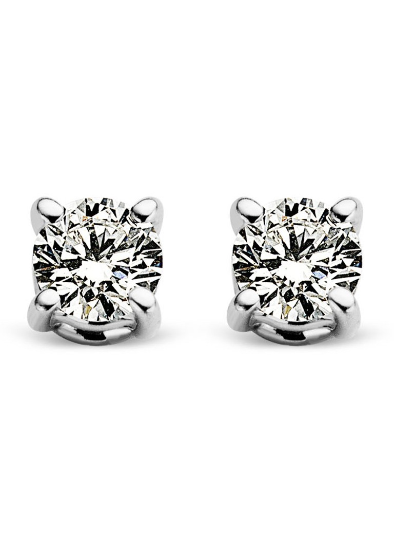 Diamond Point White gold solitaire lab-grown stud earrings, 0.14 ct. 0.14 ct diamond Lab-grown