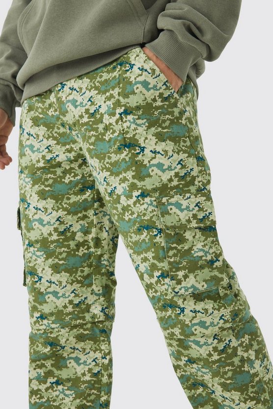 Lockere Camouflage Cargo-Hose mit Reißverschluss