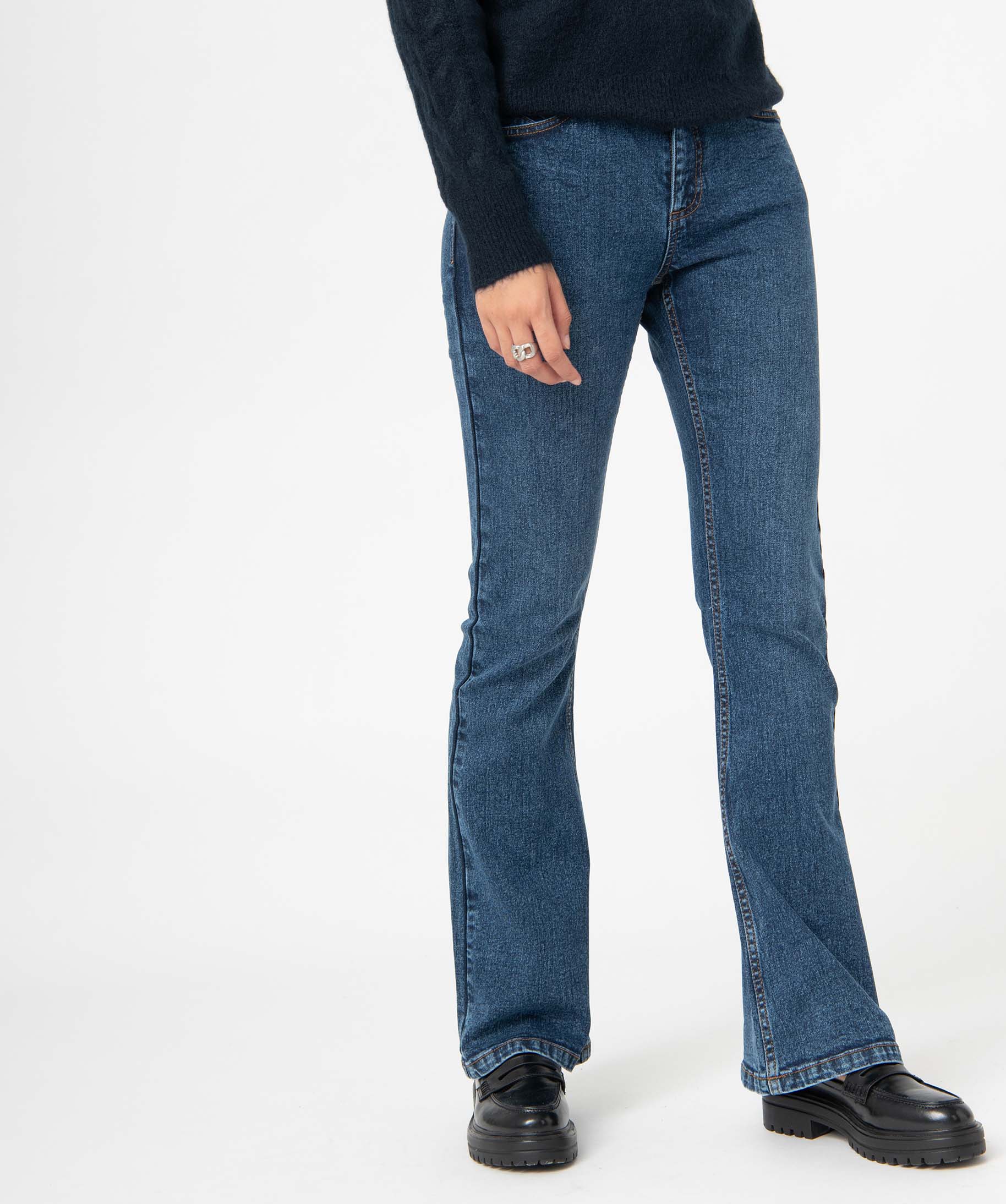 Jean femme coupe Bootcut taille haute brut | GEMO