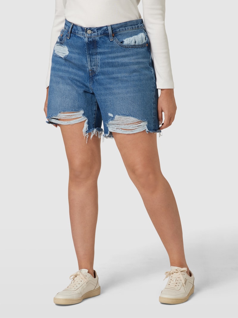 PLUS SIZE Jeansshorts im Used-Look Modell 'PLUS 501' in jeans