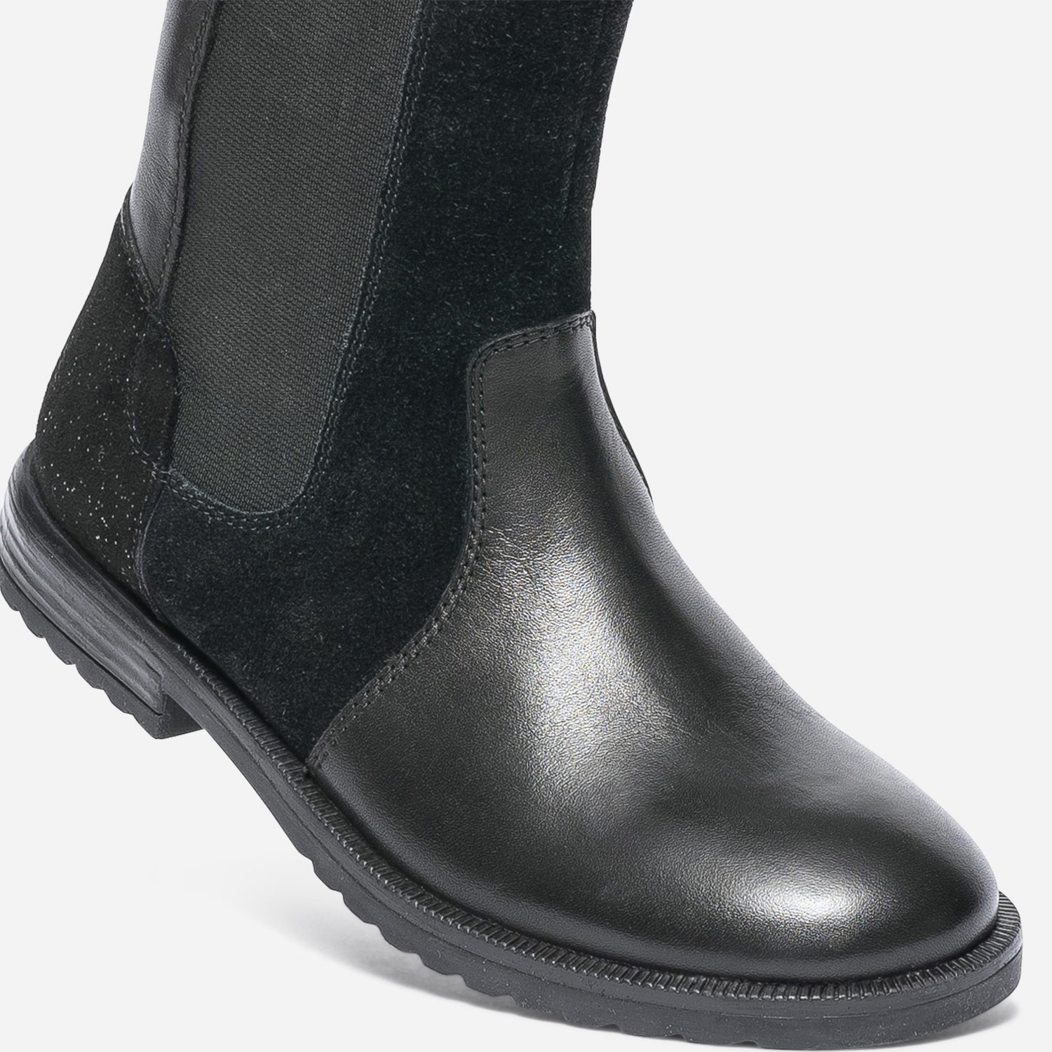 Boots noir en cuir et cuir velours