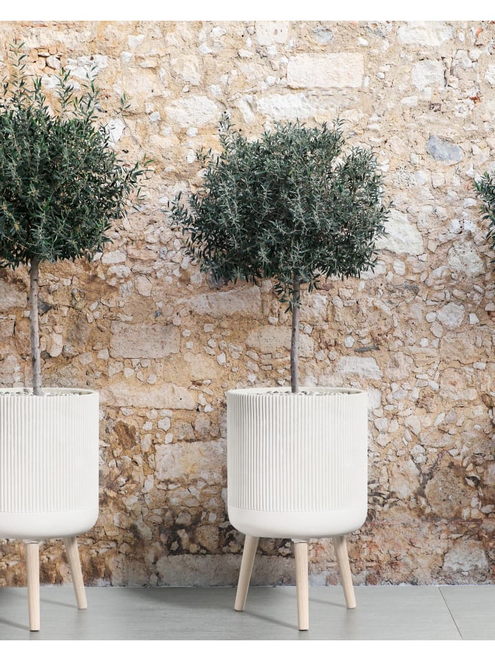 Beliani Outdoor Blumentopf MACLURA in Beige/Heller Holzfarbton günstig kaufen onesize