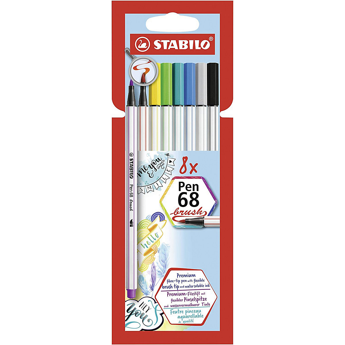Premium-Filzstifte Pen 68 brush, 8 Farben