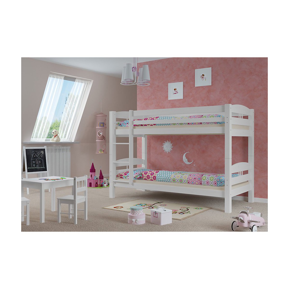 Kinderstockbett 90x200 Kiefer weiß ohne Zubehör