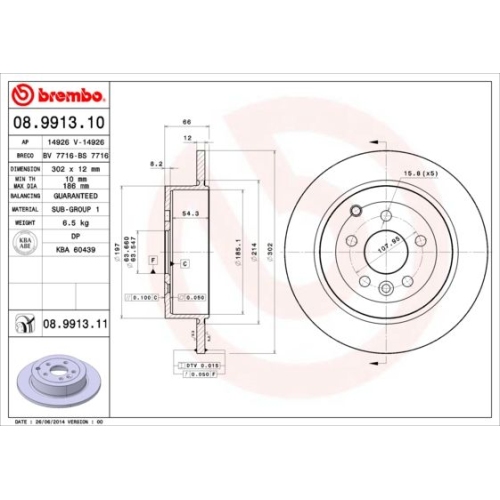 08.9913.11 BREMSSCHEIBE BREMBO HA  VP2 - ATU