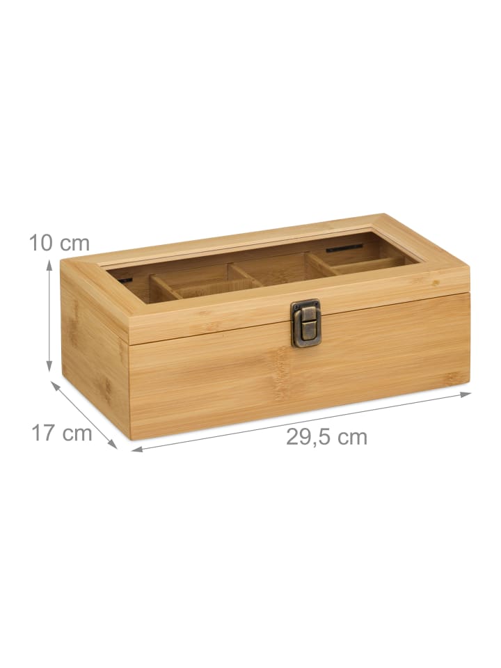 relaxdays Teebox in Natur - (B)29,5 x (H)10 x (T)17 cm günstig kaufen onesize