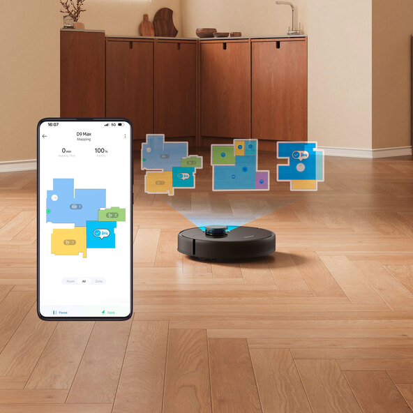 Saug- und Wischroboter D9 Max, schwarz