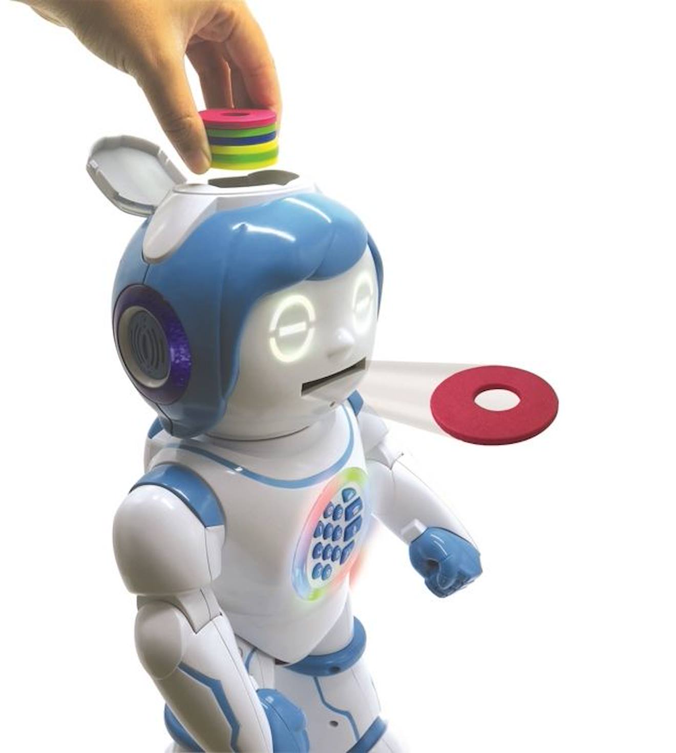 POWERMAN® KID Mon Robot Ludo-Educatif Bilingue Programmable avec Télécommande et fabrique à histoires (Français/Anglais) blanc
