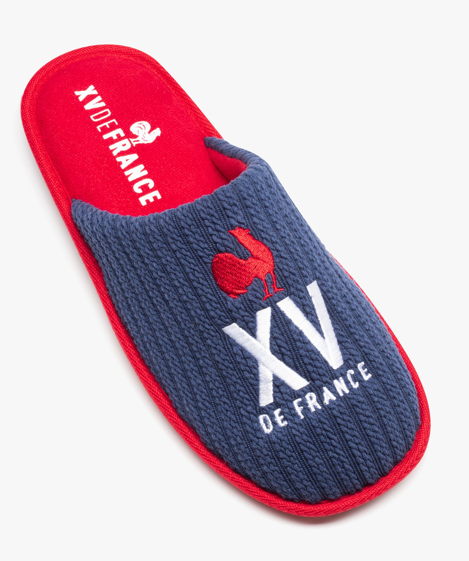 Chaussons homme mules XV de France dessus en maille bleu | GEMO