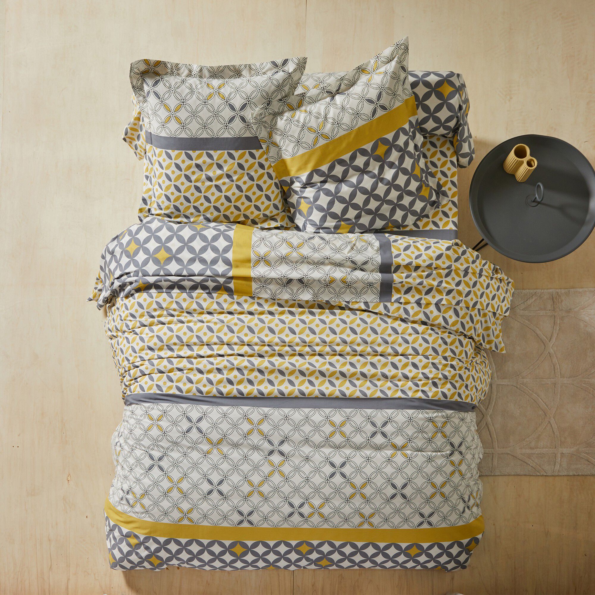 Linge de lit Marlow en coton motifs géométriques