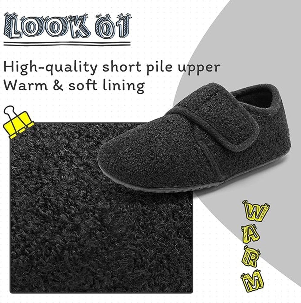 IceUnicorn Kinder-Hausschuhe - Wärmende, rutschfeste Slipper, Klettverschluss Hausschuh (1Paar Kinderhauschuhe, herausnehmbare waschbare Innensohle, rutschhemmender Sohle) Rutschfeste Gummisohle für sicheren Halt