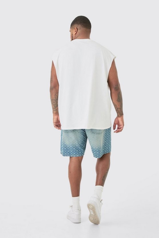 Plus weißes Tanktop mit Nasa-Print