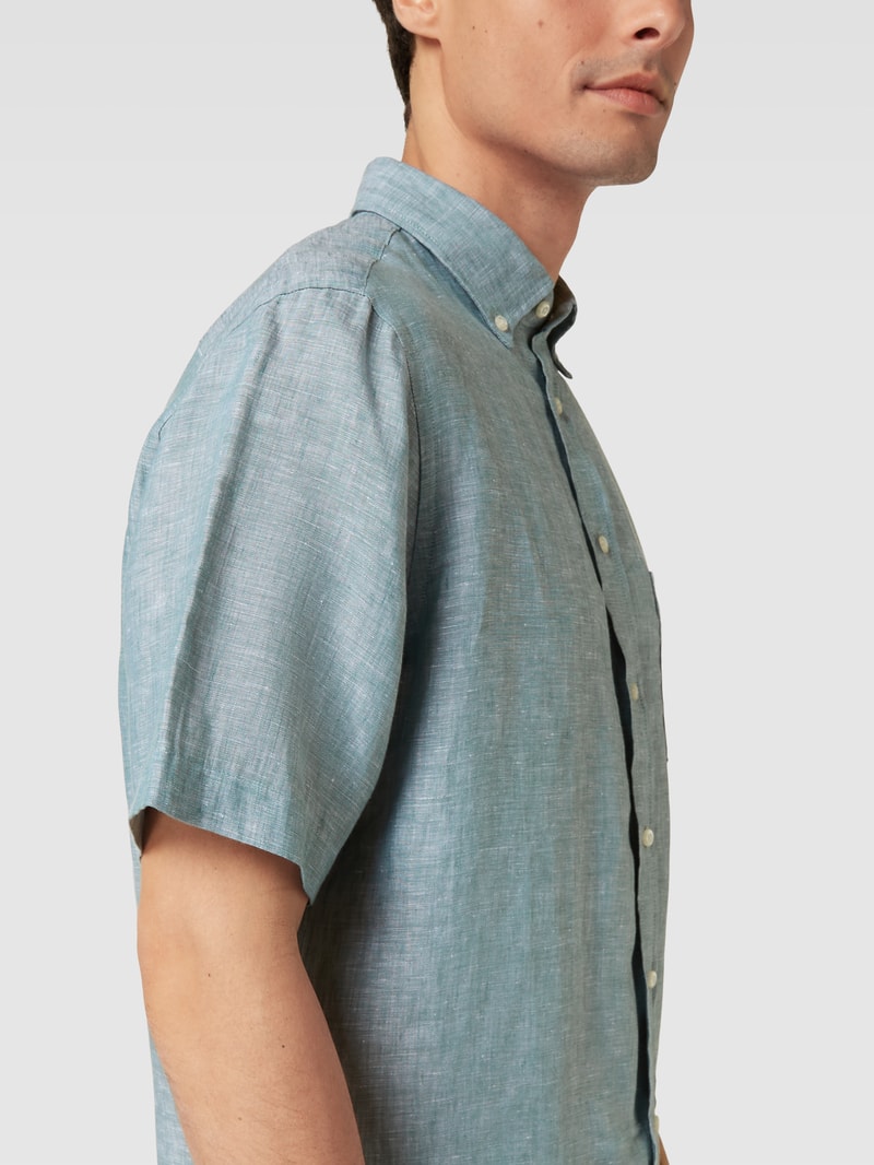 Freizeithemd mit Button-Down-Kragen in metallic grün