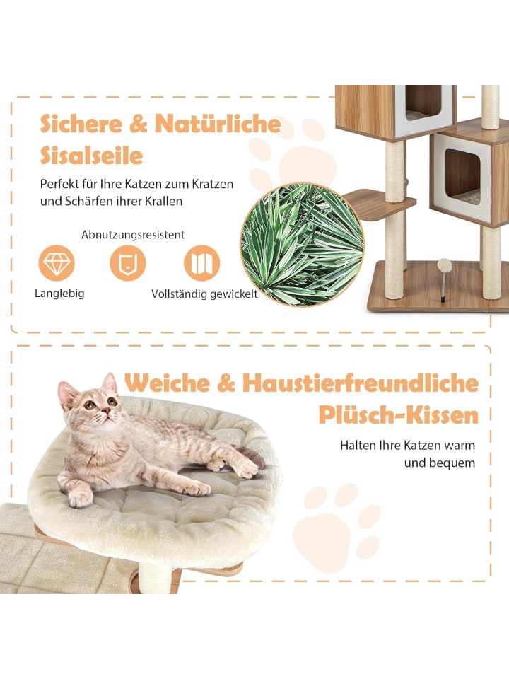 COSTWAY Kratzbaum 163 cm in Beige günstig kaufen 48 cm