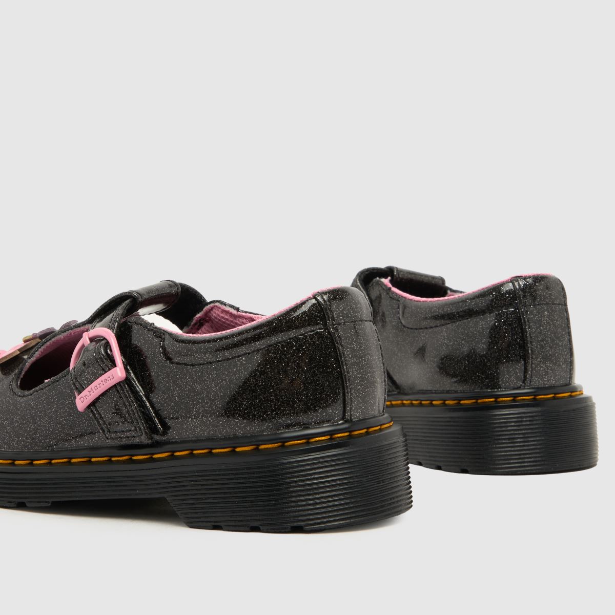 Dr Martens svarta Polley Glitzy flickor juniorskor