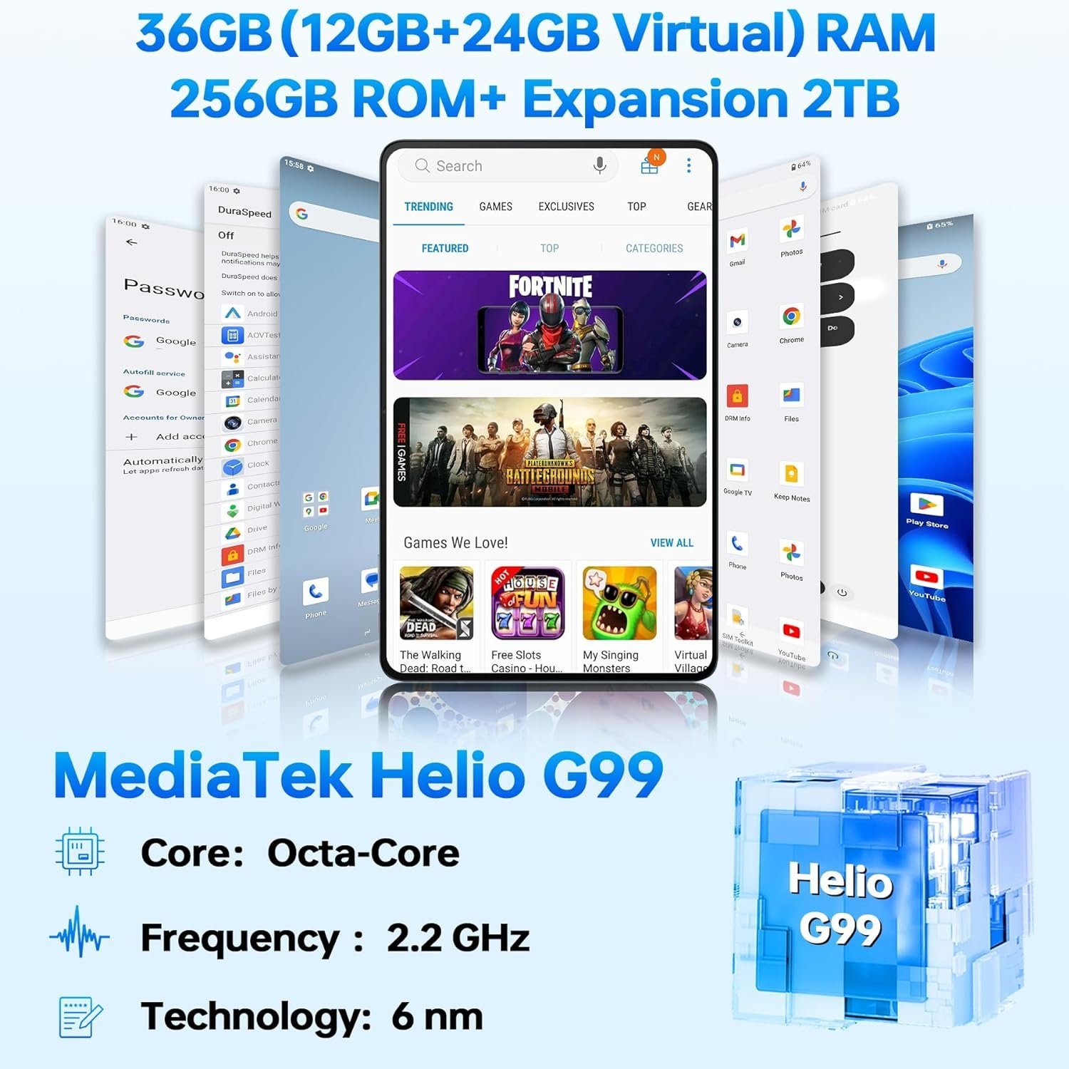 OUKITEL 32(12+20)GB RAM (2TB TF) MTK G99 Octa-Core Tablet (12
