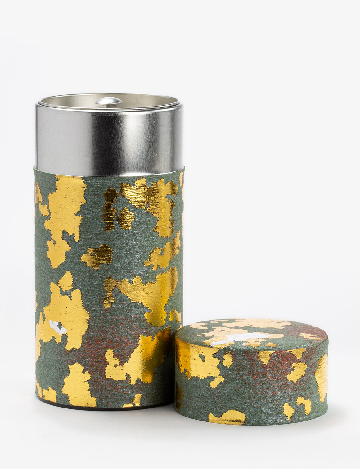 PEPITESU  Boîte à thé papier washi vert et or 150g