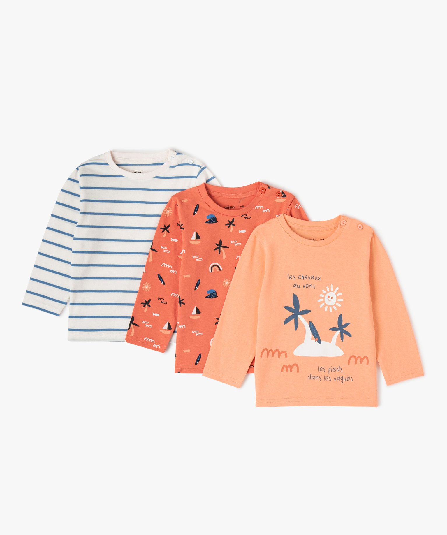 Tee-shirt bébé Garçon à manches longues (lot de 3) orange | GEMO