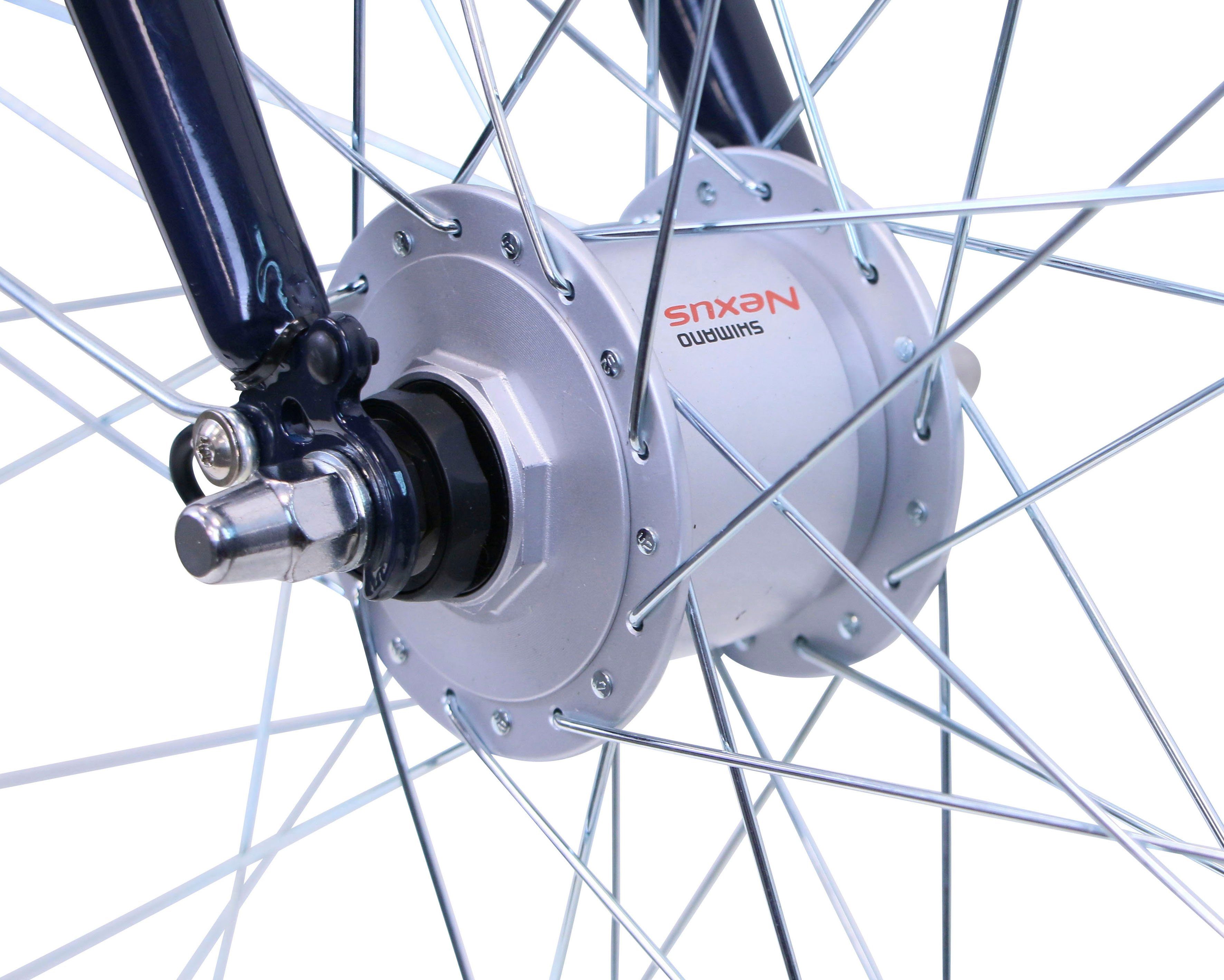 HAWK Bikes Cityrad HAWK CITYTREK EASY BLUE GENT, 7 Gang Shimano Tourney Schaltwerk, Kettenschaltung