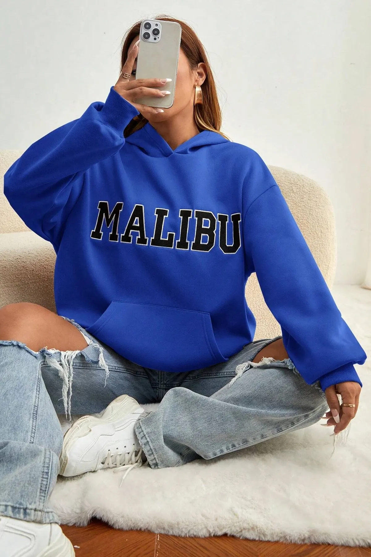 uyguntarz  Unisex-Sweatshirt mit Malibu-Aufdruck in Übergröße