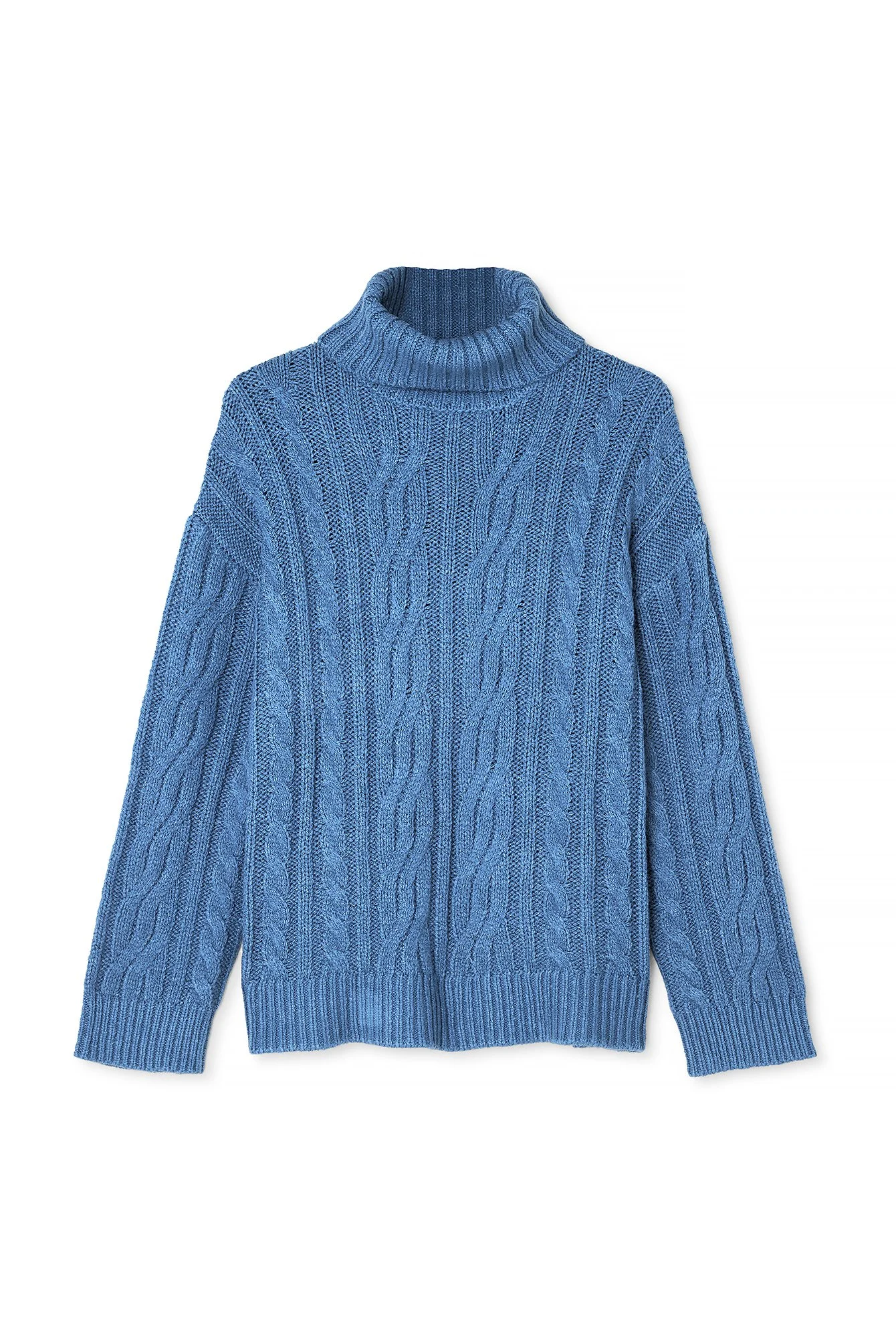 Strickpullover mit Zopfmuster und Rollkragen