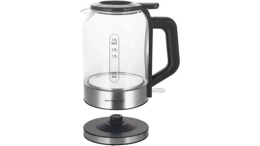emerio Wasserkocher Glas mit Smart lid Deckel