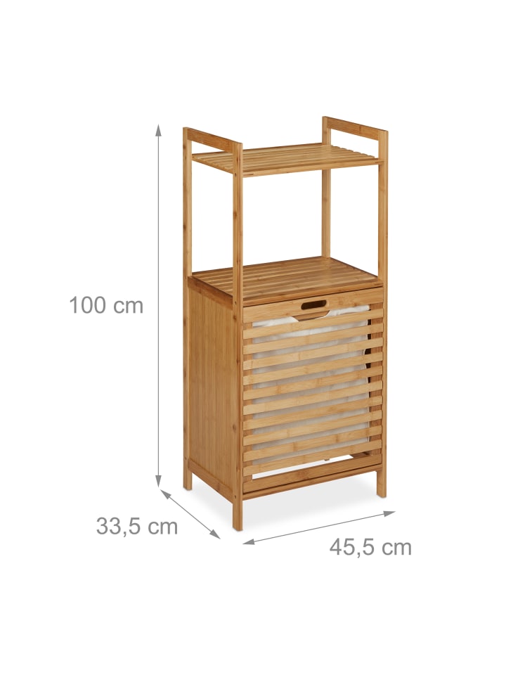 relaxdays Wäscheschrank mit Wäschekorb Bambus günstig kaufen onesize