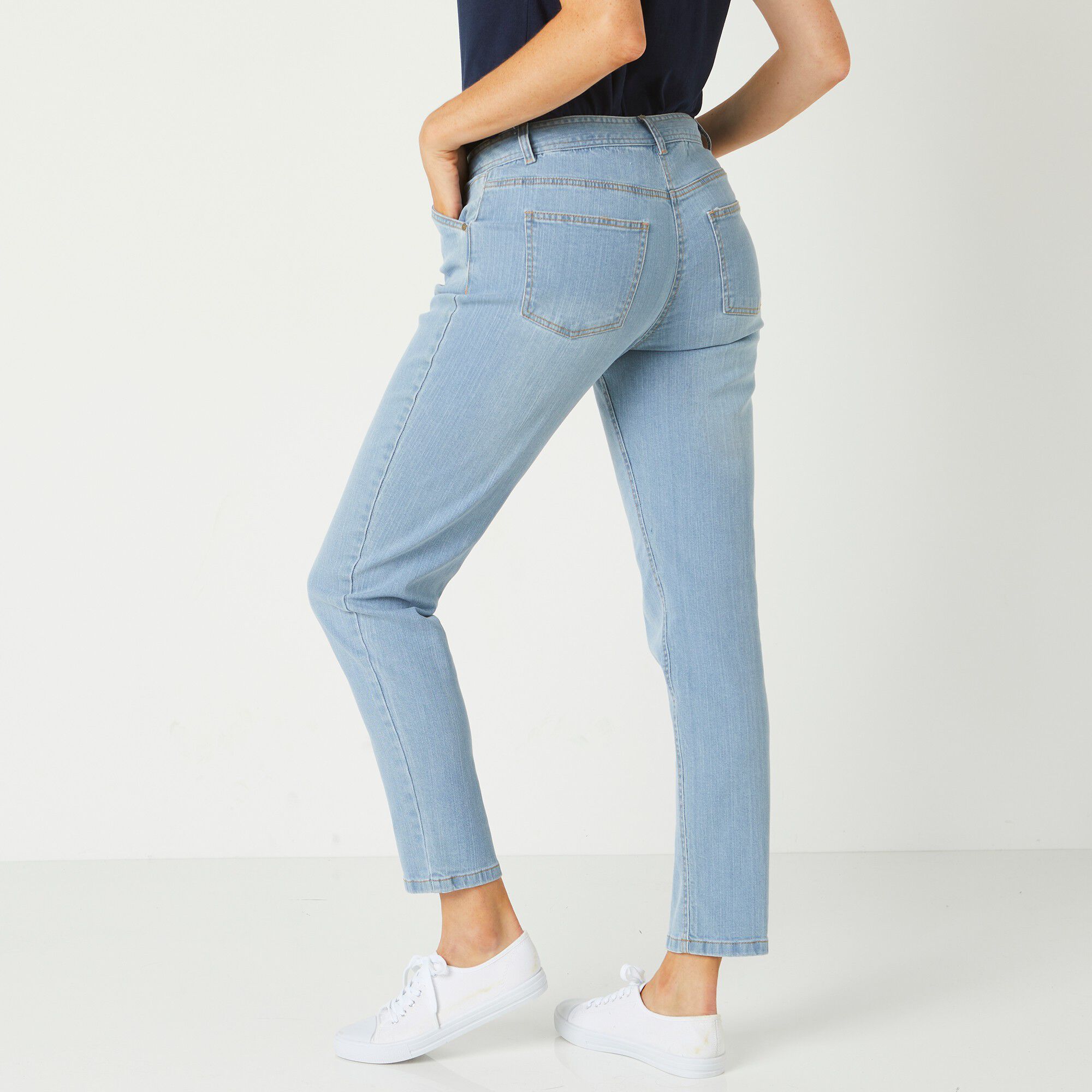 Pantalon mom, denim stretch