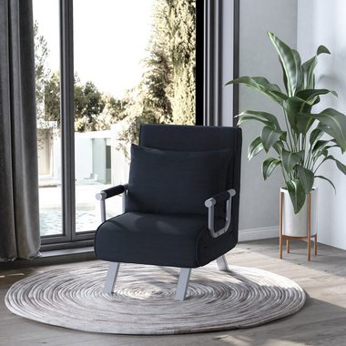HOMCOM Sessel Schlafsessel mit Armlehne 2-in-1 Gästebett (Klappbett, 1-St., Schlafsofa), verstellbare Rückenlehne