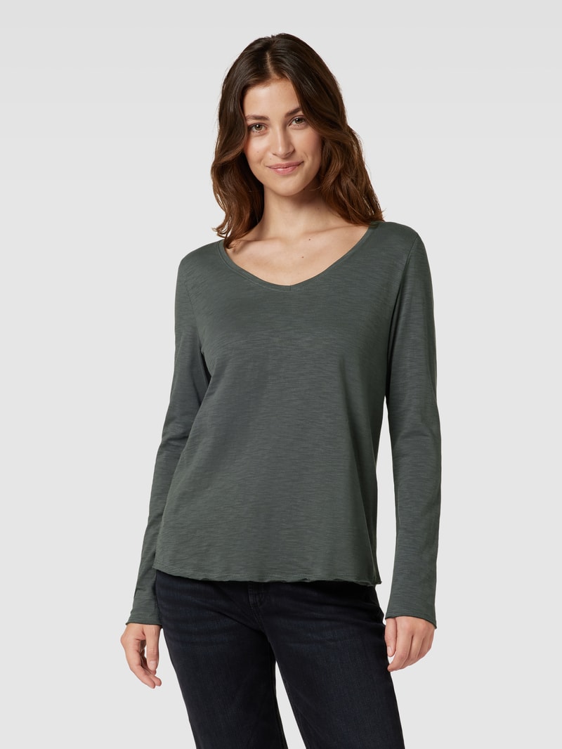 Longsleeve in melierter Optik in dunkelgrün