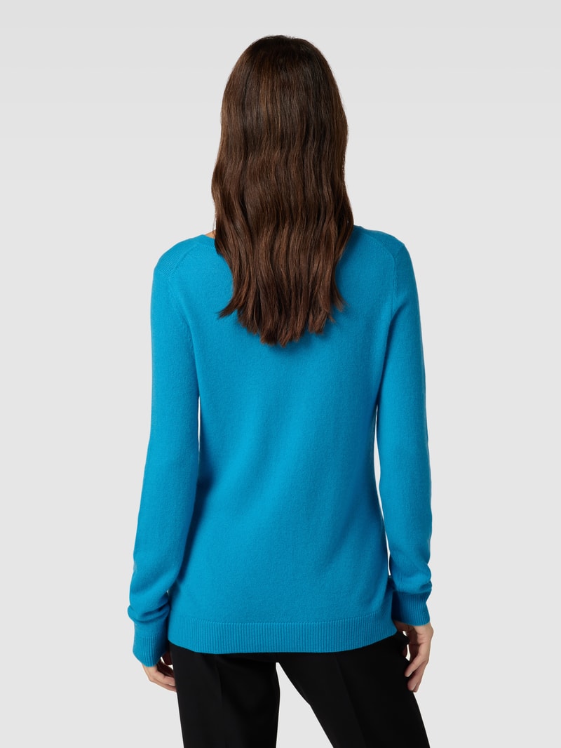 Strickpullover aus Kaschmir mit V-Ausschnitt in himmelblau
