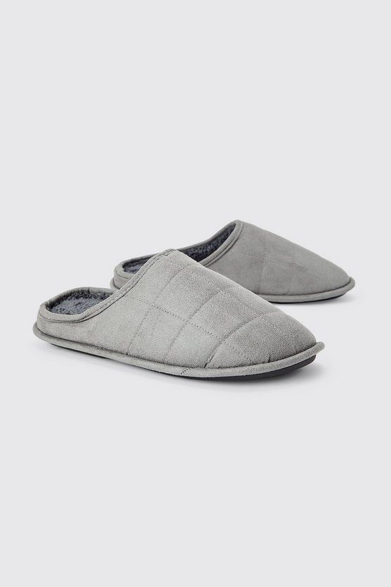 Gesteppte Velour-Hausschuhe
