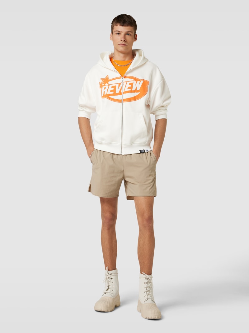 Sweatjacke mit Label-Details in offwhite