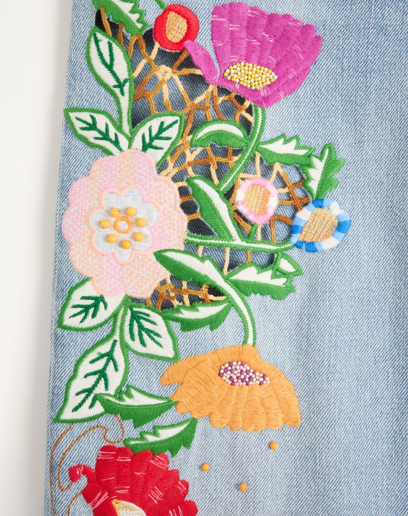 Geborduurde denim broek