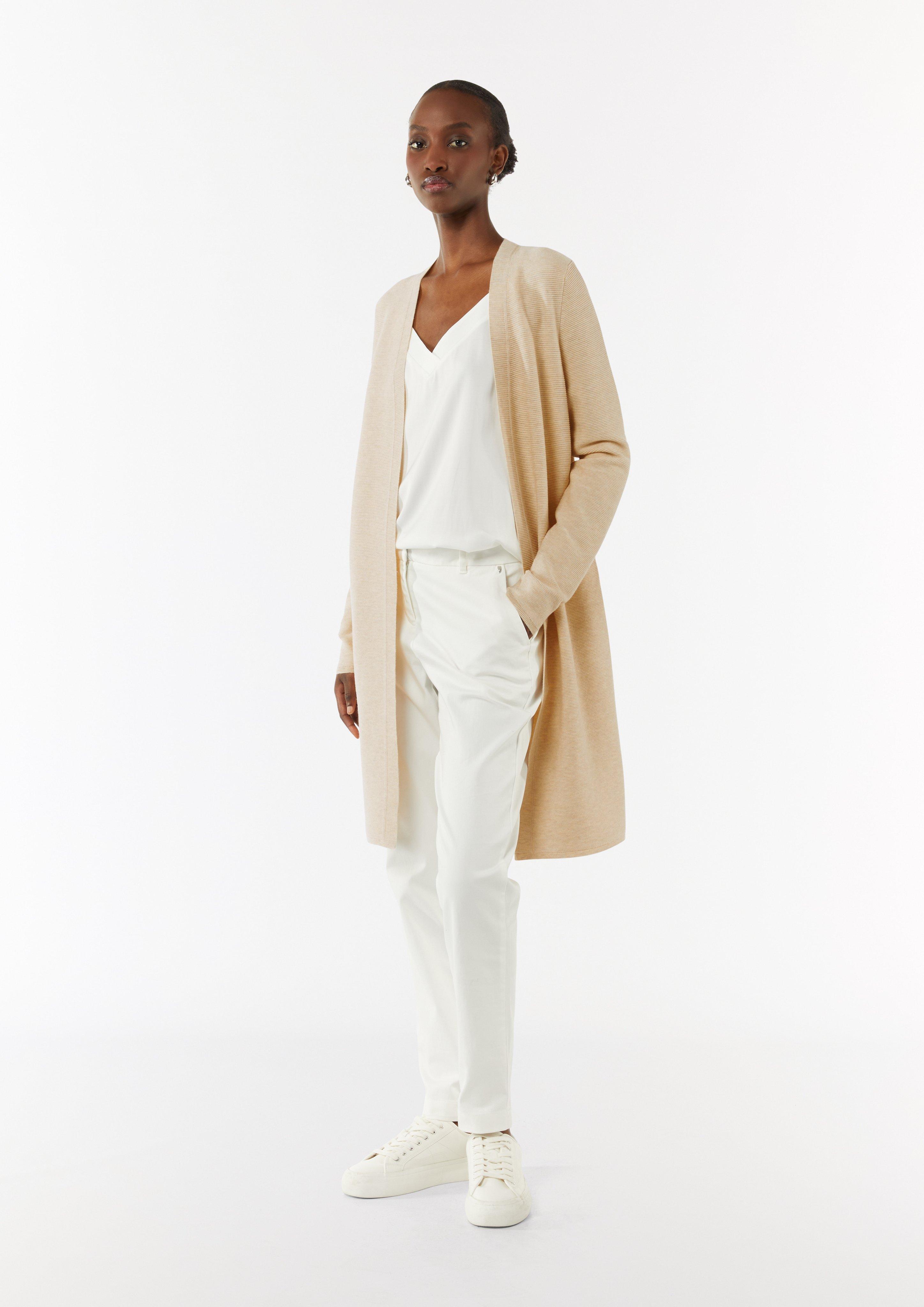 Long-Cardigan ohne Verschluss - beige