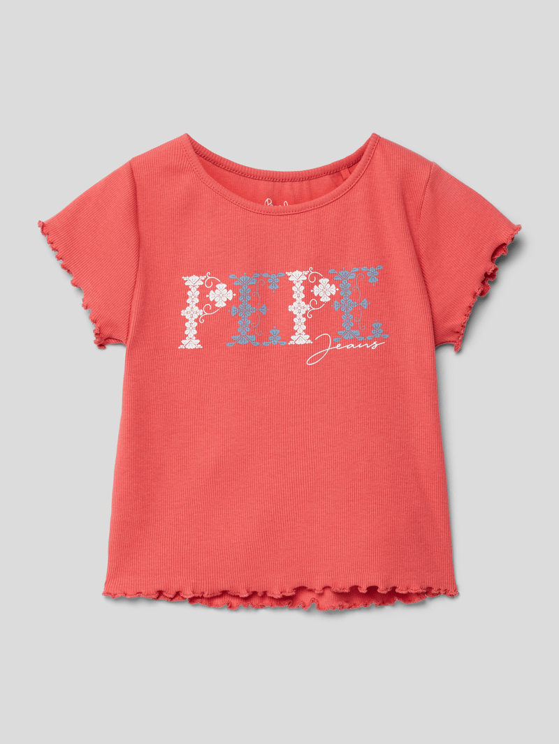 T-Shirt mit Label-Print Modell 'NATALIE' in rot