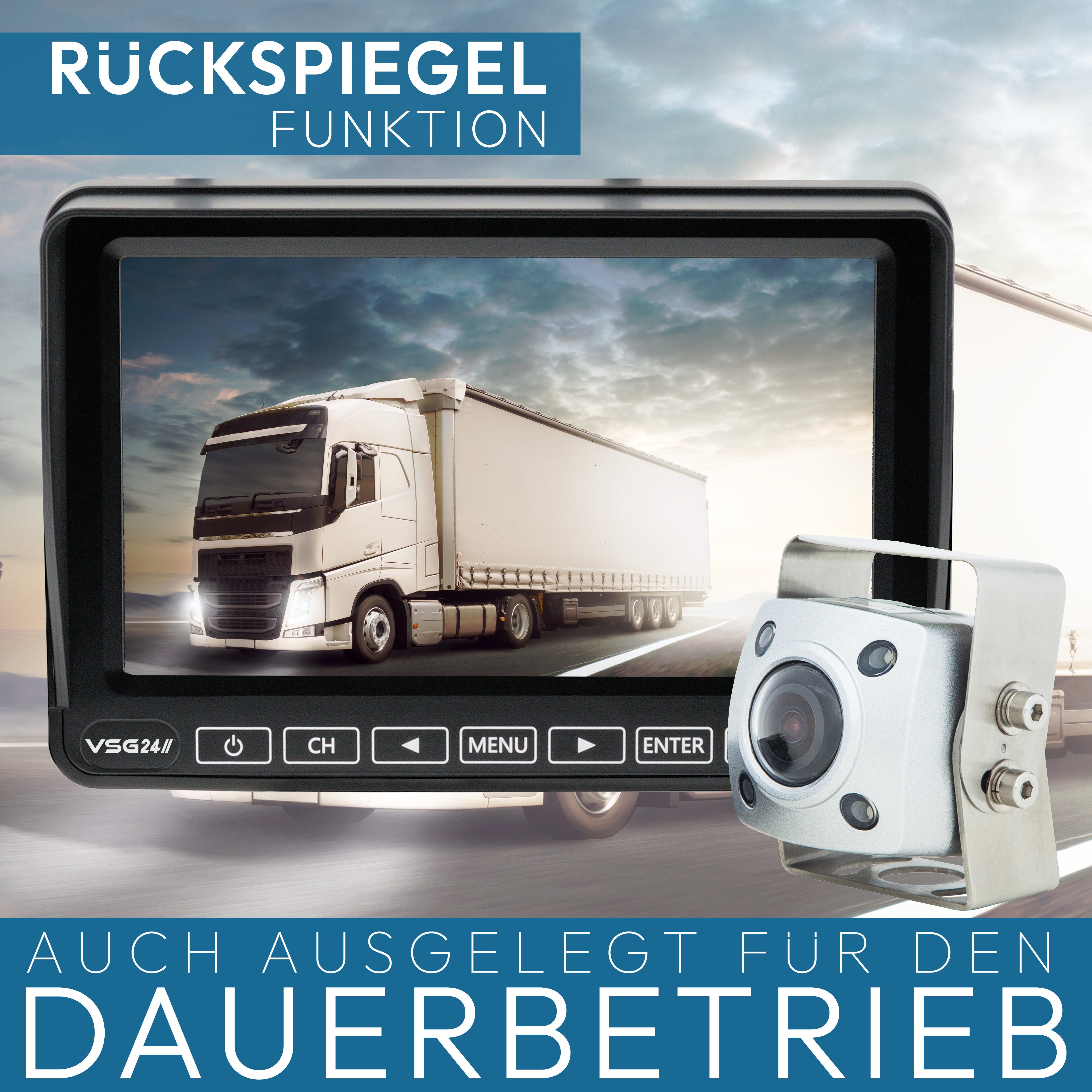 VSG24 IP69K EXPERT Robuste Schwerlast Rückfahrkamera mit FULL HD Auflösung Rückfahrkamera (Nachtsicht, 12V, HD-1080P, 155° Blickwinkel, Wohnmobil, LKW)