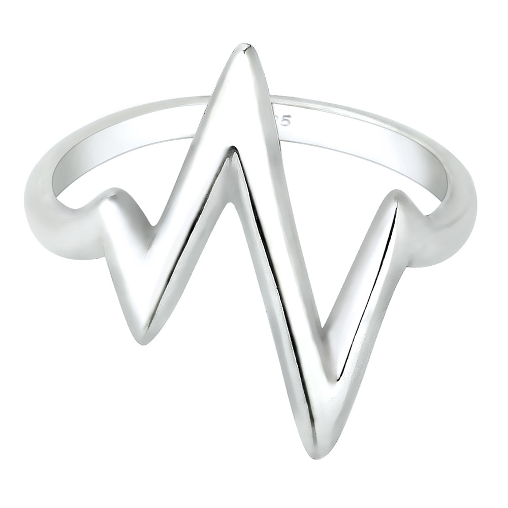 Elli Elli Bague Femmes Cœur battant look géo en argent sterling 925 Bague
