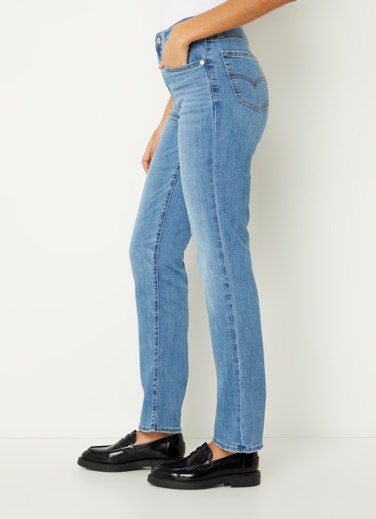 Blugi skinny Levi's 724 cu talie înaltă, decolorare medie