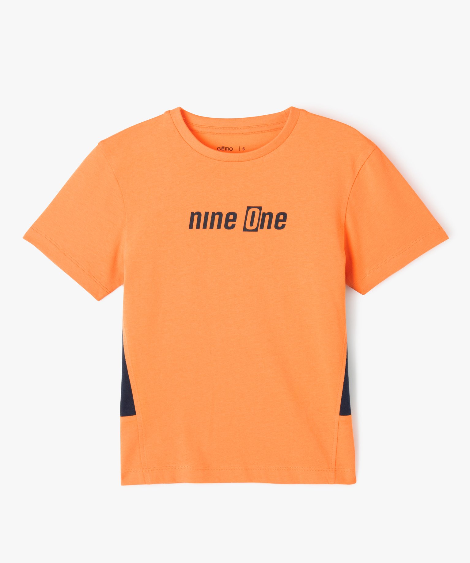 Tee-shirt droit à manches courtes et empiècements Garçon orange | GEMO