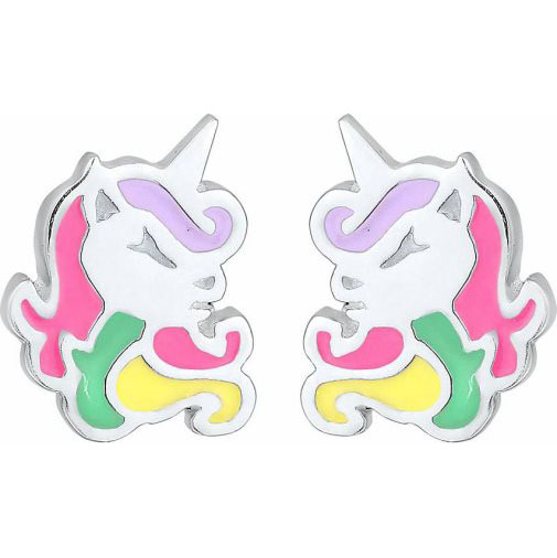 Elli Ohrringe Kinder Einhorn Emaille 925 Silber