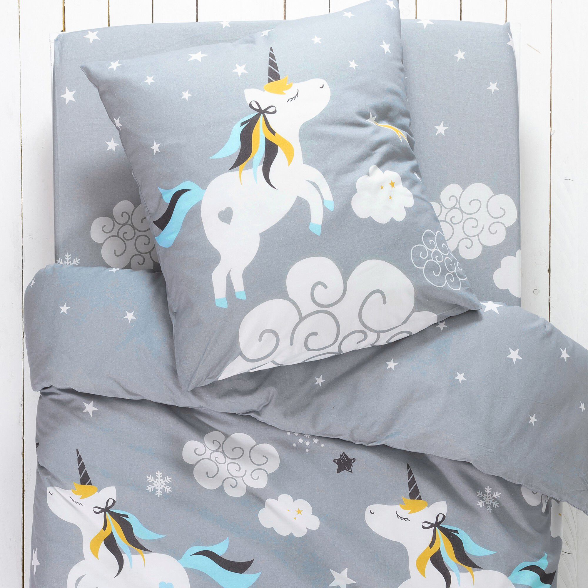 Linge de lit enfant Lilou imprimé licorne 1 personne