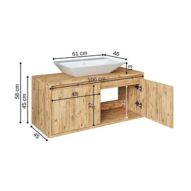 Roomart Badmöbel-Set, (Badezimmermöbel ATLANTIC 100cm in 5 Farben Waschbecken Unterschrank)