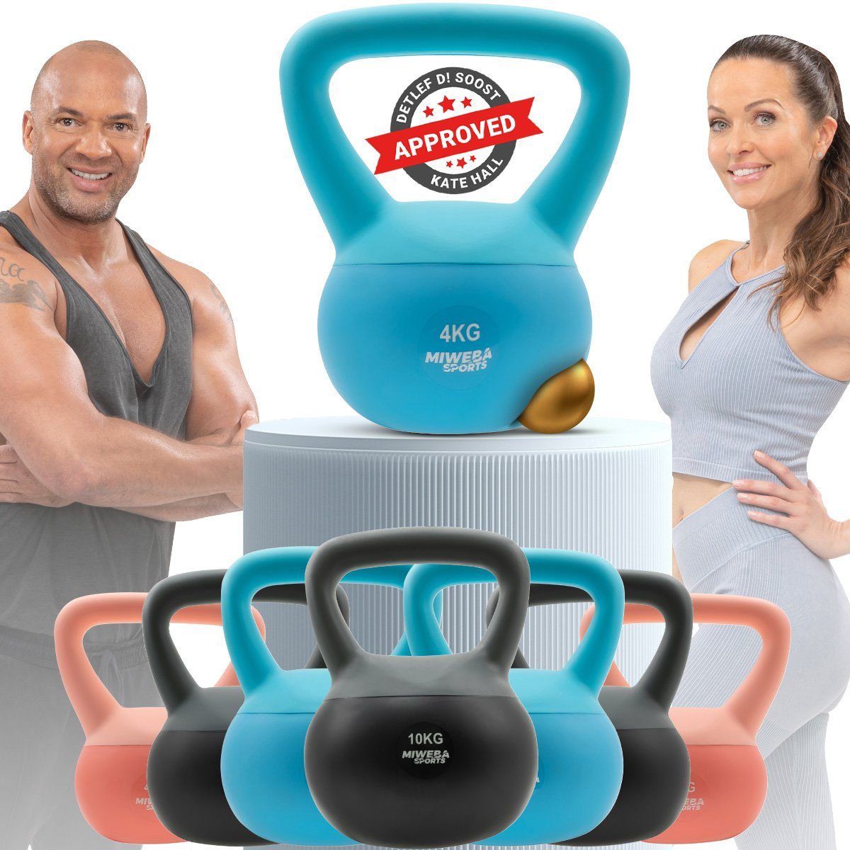 Miweba Sports Hantel Soft Kettlebell KB100 - verschiedene Varianten, (Anti-Rutsch-Griff - bodenschonend - Eisengranulat - Profi Fitness Schwunghantel - Indoor & Outdoor - Krafttraining - Workout - Ganzkörpertraining - Kugelgewicht - Kurzhantel - Kett
